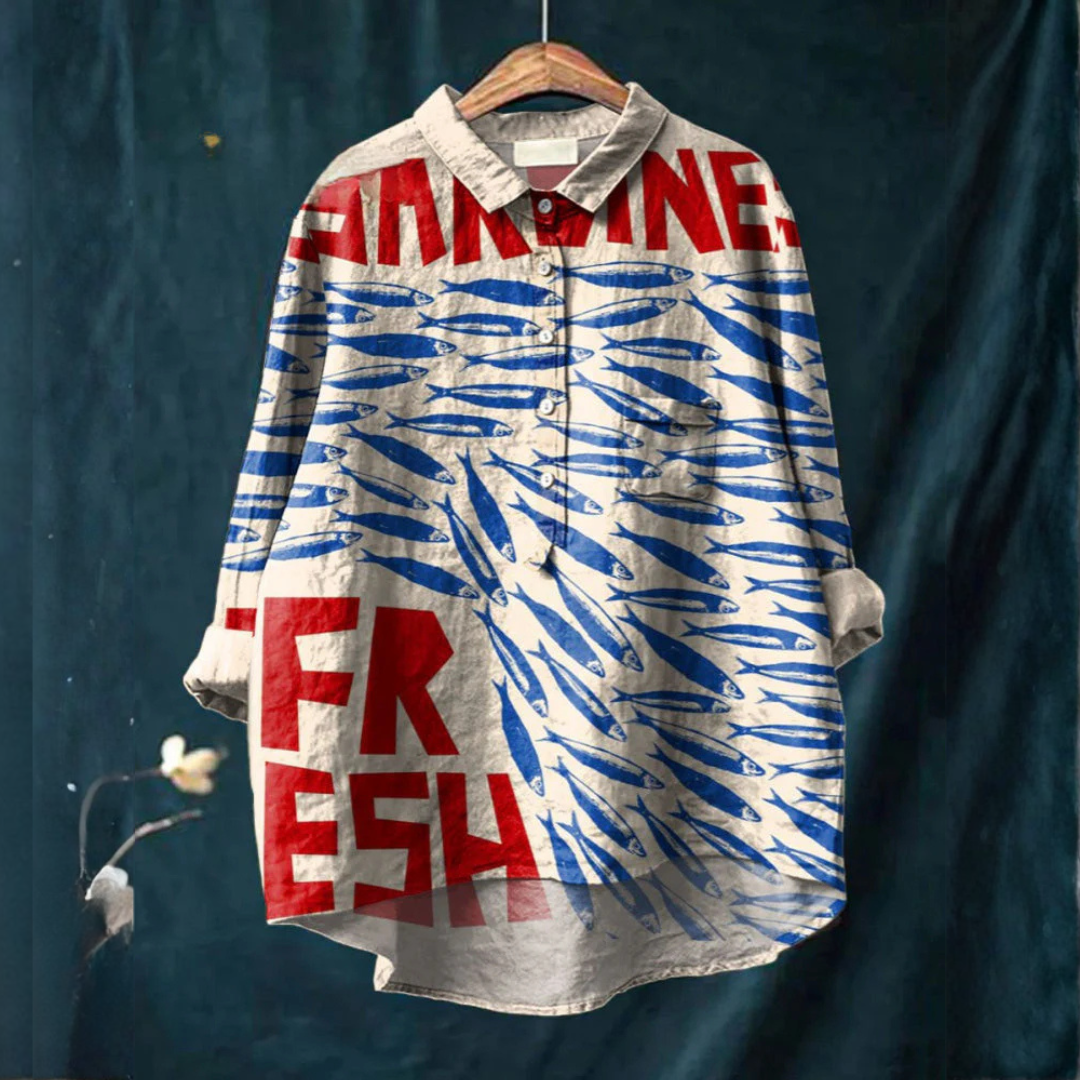 Magdaléna – Lněná košile s potiskem