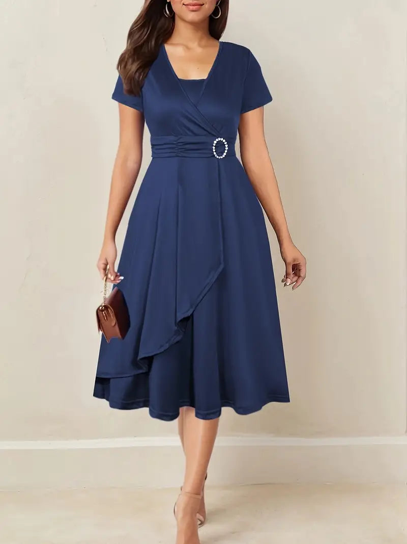 Hilda™ - Elegantní večerní šaty s kamínkovým V-výstřihem