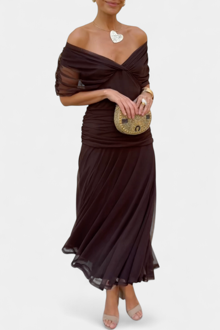 Elegantní Šaty Rebeca pro Ženy – Večerní Styl s Průhlednými Rukávy